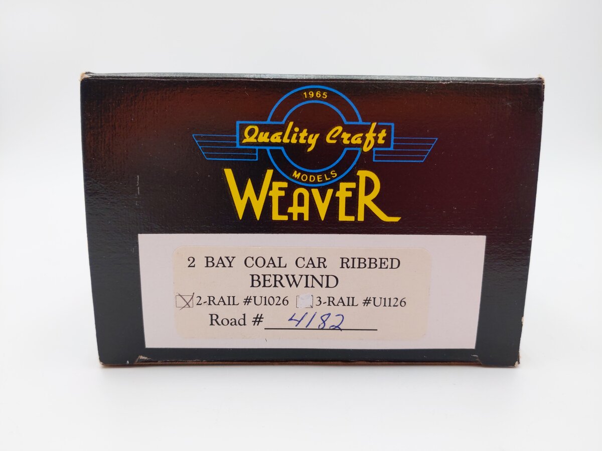Weaver U1026 O Scale Berwind 2-Bay Ribbed Coal Car #4182 (2-Rail) EX/Box