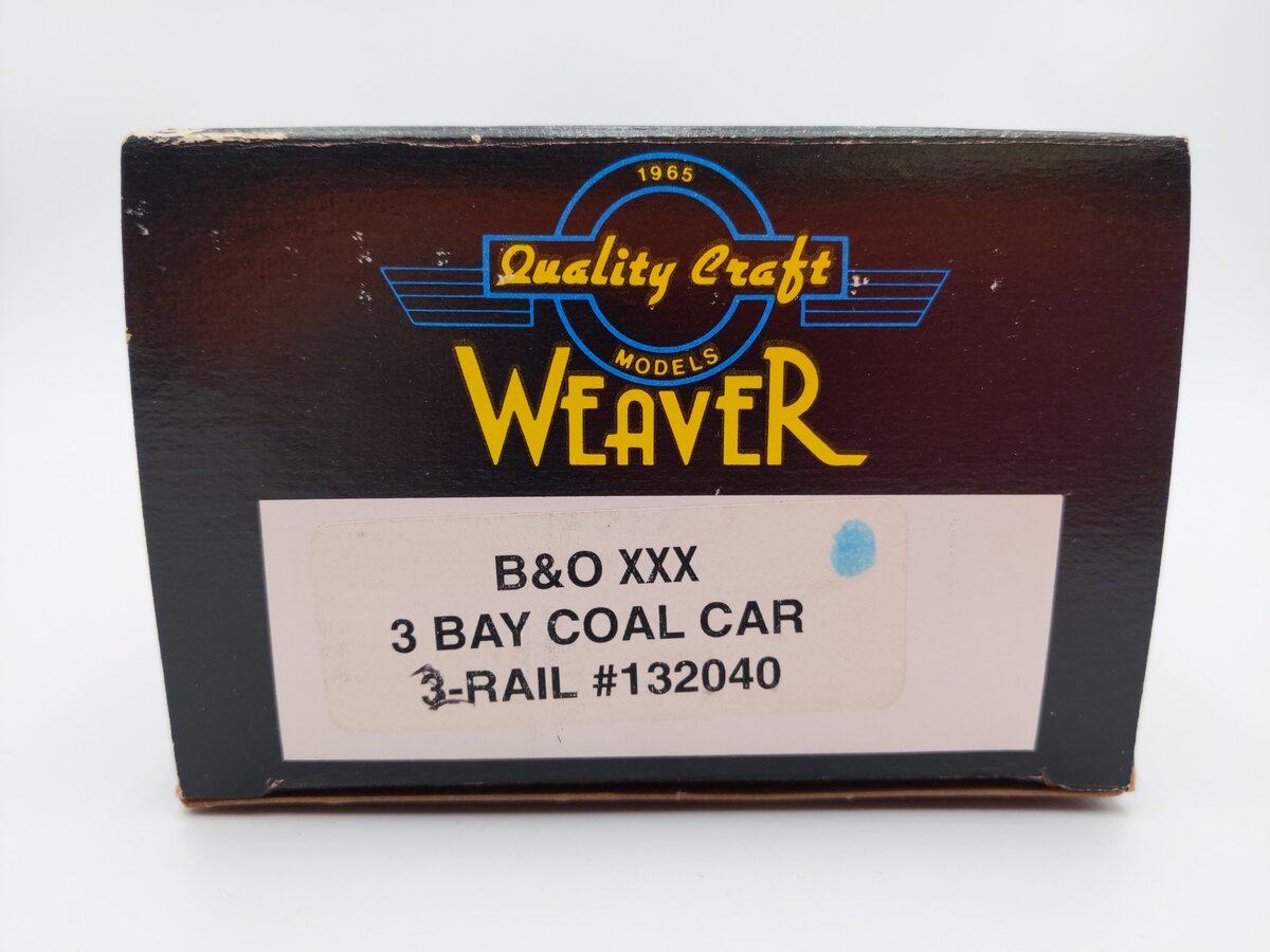 Weaver O Scale Baltimore & Ohio "XXX" 3-Bay Coal Car #132040 (2-Rail) EX/Box