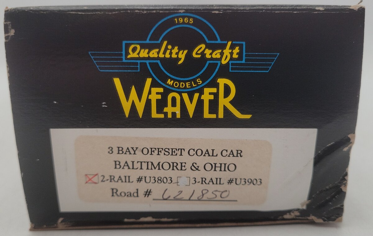 Weaver U3803 O Scale Baltimore & Ohio Hopper Car #621850 (2-Rail) EX/Box