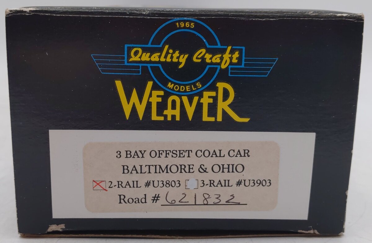 Weaver U3803 O Scale Baltimore & Ohio Hopper Car #621832 (2 Rail) EX/Box