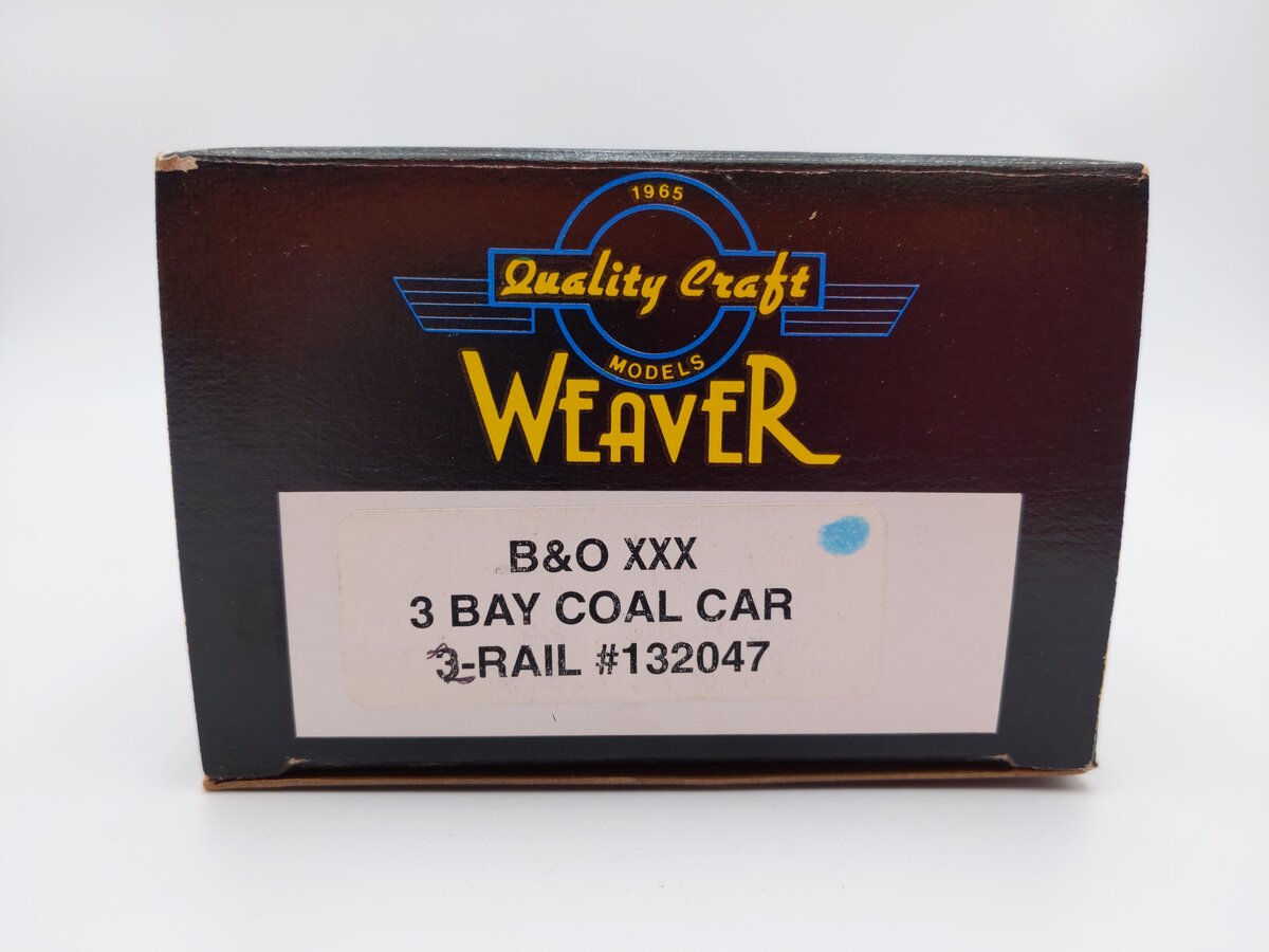 Weaver O Scale Baltimore & Ohio "XXX" 3-Bay Coal Car #132047 (2-Rail) EX/Box