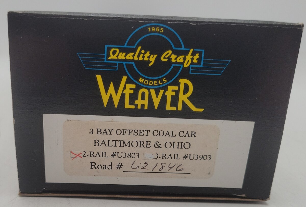 Weaver U3803 O Scale 2-Rail Baltimore & Ohio Hopper Car #621846 EX/Box