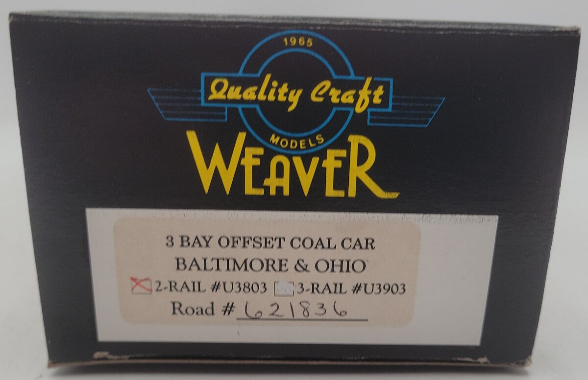 Weaver U3803 O Scale Baltimore & Ohio Hopper Car #621836 (2 Rail) EX/Box