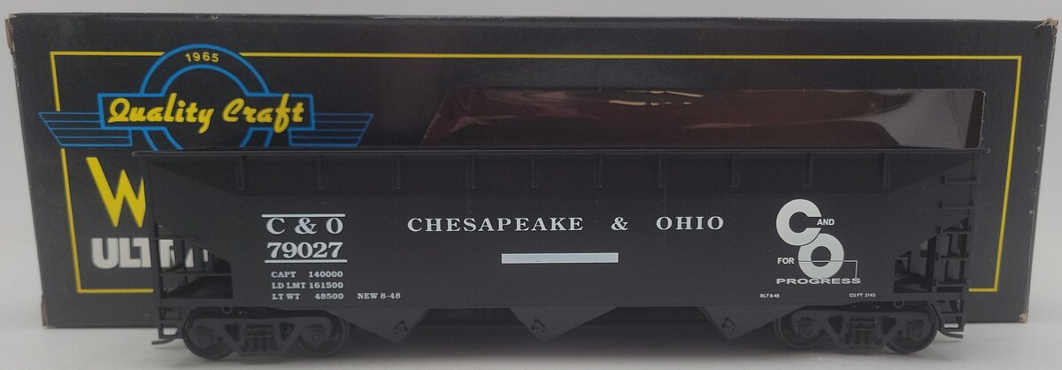 Weaver U3810 O Scale Chesapeake & Ohio Hopper Car #79027 (2 Rail) EX/Box