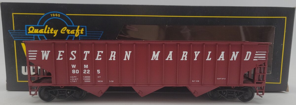 Weaver 4029 O Gauge Western Maryland 3 Bay Hopper Car #80212 ( 2-Rail) EX/Box