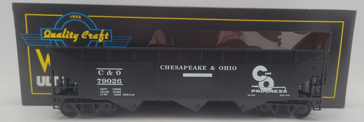 Weaver U3810 O Scale Chesapeake & Ohio Hopper Car #79026 (2-Rail) EX/Box