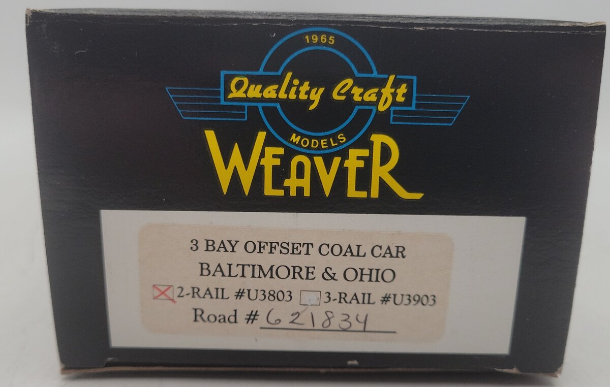 Weaver u3803 O Gauge Baltimore & Ohio Hopper Car #621834 (2-Rail) EX/Box