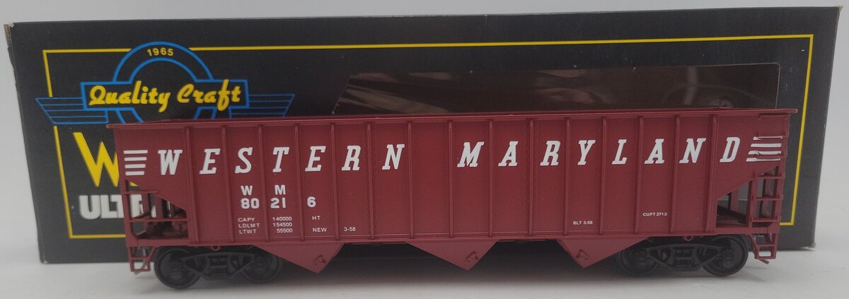 Weaver 80216 O Scale 2-Rail Western Maryland 3 Bay Hopper Car #80216 EX/Box