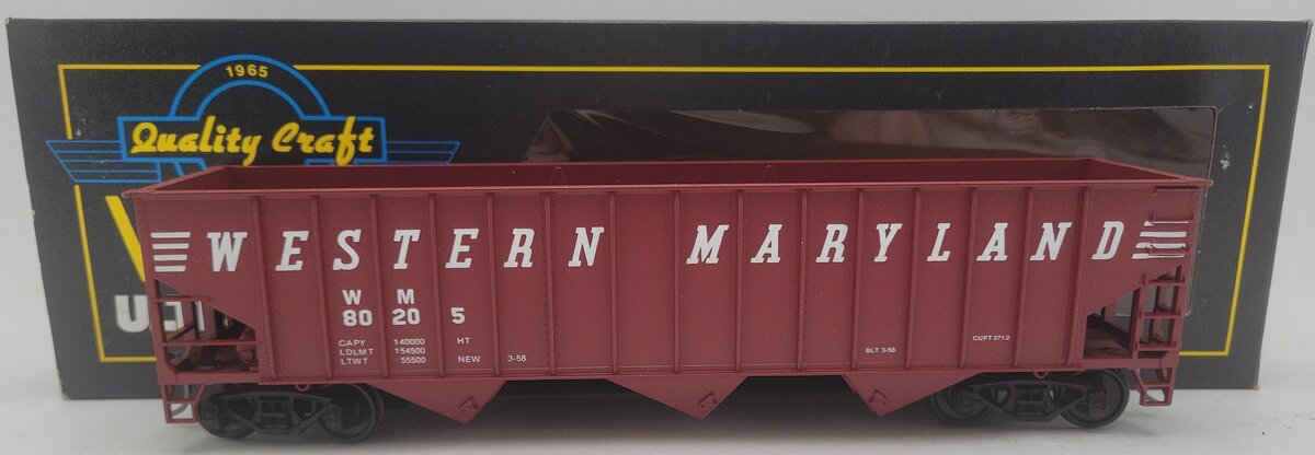 Weaver 4029 O Scale 2-Rail Western Maryland 3 Bay Coal Hopper Car #80205 EX/Box
