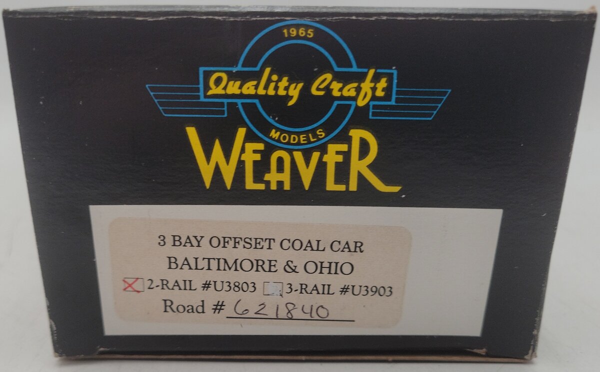 Weaver U3803 O Scale Baltimore & Ohio Hopper Car #621840 (2-Rail) EX/Box