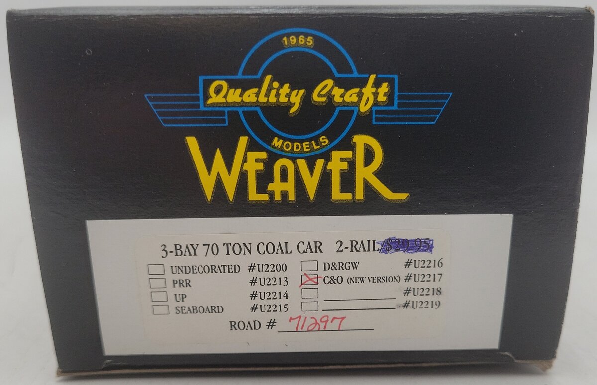 Weaver U2217 O Scale Chesapeake & Ohio Hopper Car #71297 (2-Rail) EX/Box