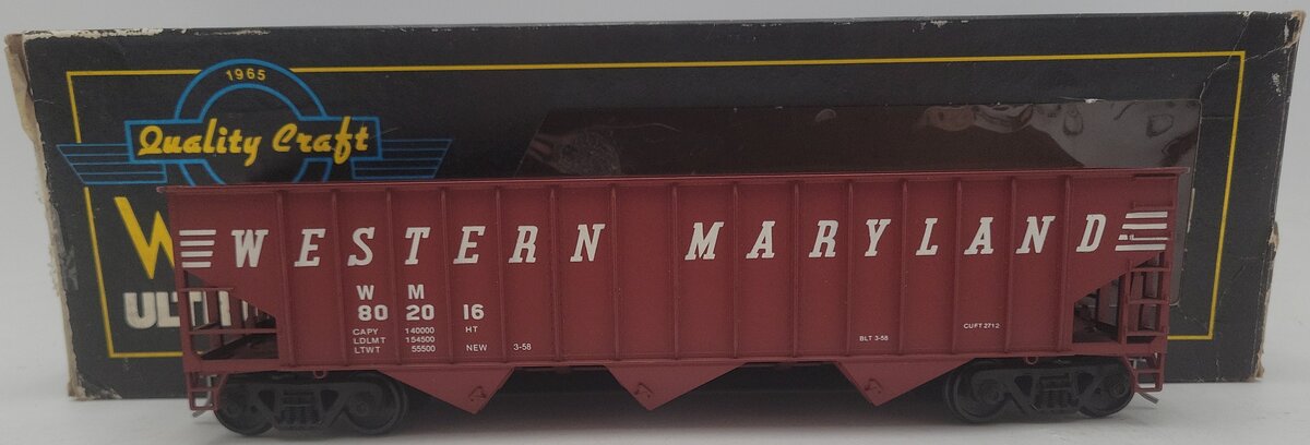 Weaver 4029 O Scale 2-Rail Western Maryland 3 Bay Hopper Car #802016 EX/Box