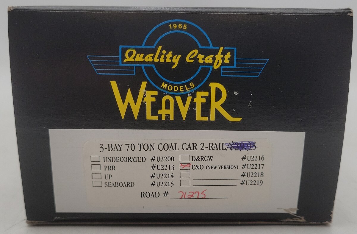 Weaver U2217 O Scale Chesapeake & Ohio Hopper Car #71275 (2-Rail) EX/Box