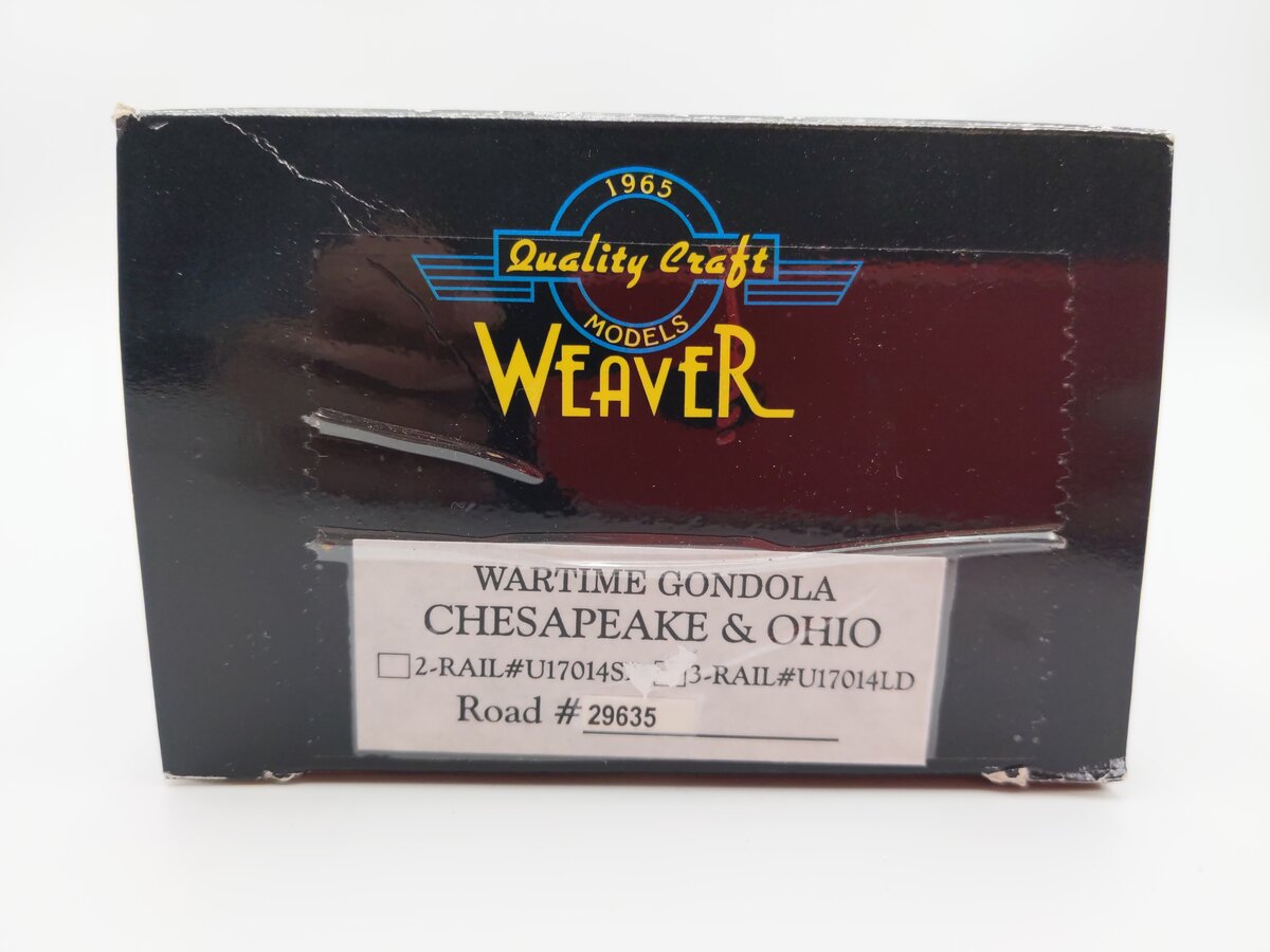 Weaver U17014LD O Scale Chesapeake & Ohio Wartime Gondola #29999 (2-Rail) LN/Box