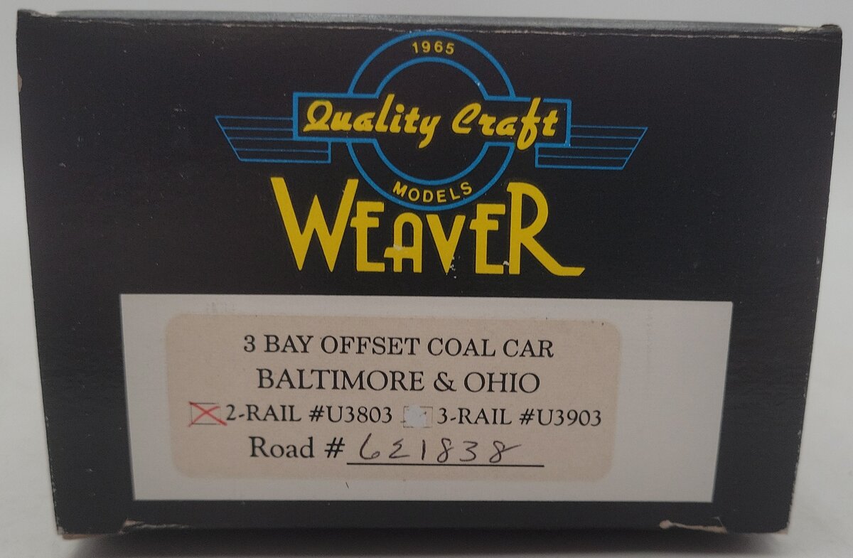 Weaver U3803 O Scale Baltimore & Ohio 2-Bay Hopper Car #621838 (2 Rail) EX/Box