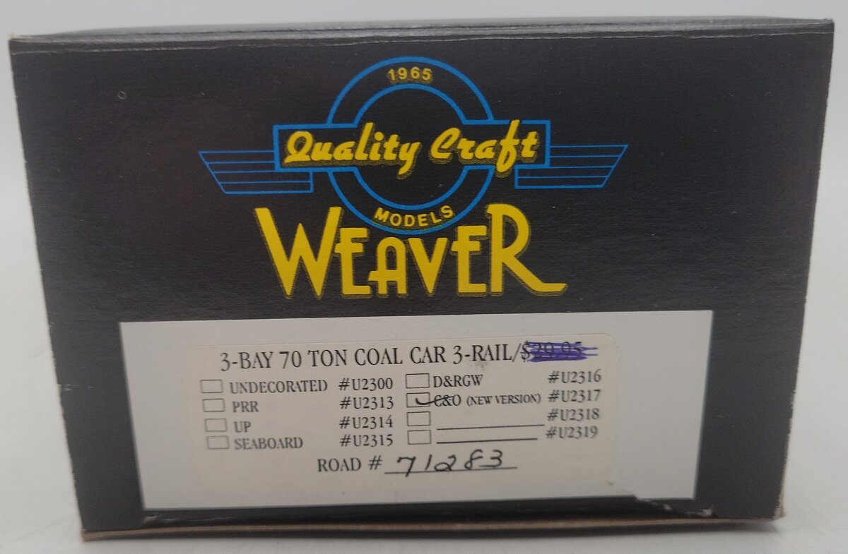 Weaver U2217 O Scale Chesapeake & Ohio Hopper Car #71283 (2-Rail) EX/Box