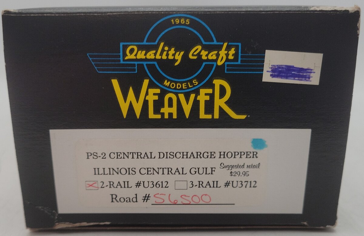 Weaver U3612 O Scale Illinois Central Hopper #56500 (2-Rail) EX/Box