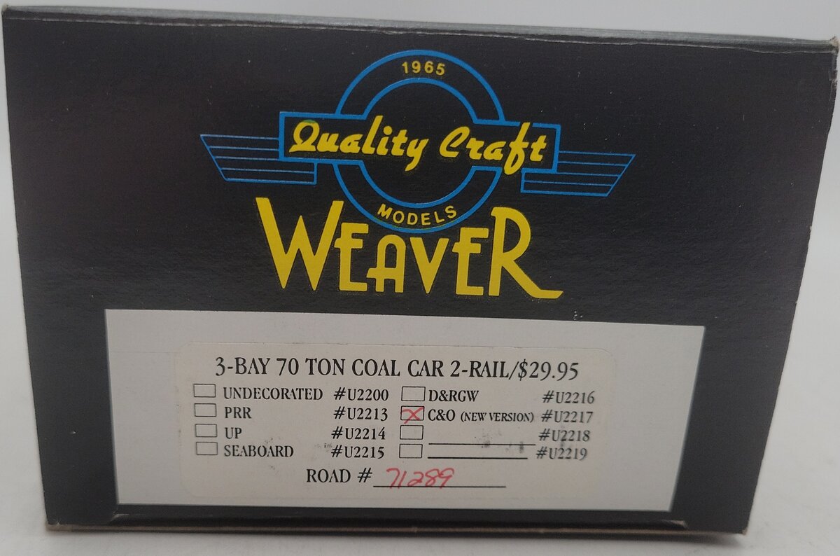 Weaver U2217 O Scale Chesapeake & Ohio Hopper Car #71289 (2-Rail) EX/Box