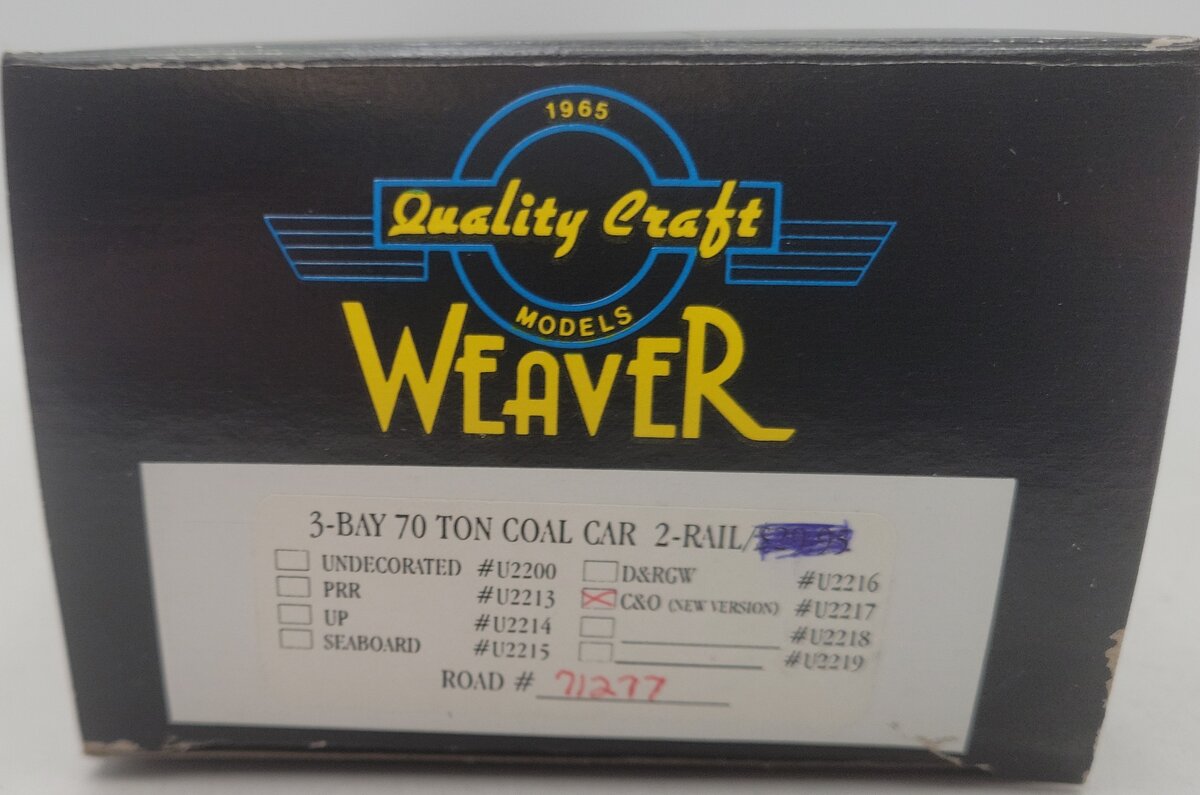Weaver U2217 O Scale Chesapeake & Ohio Hopper Car #71277 (2-Rail) EX/Box