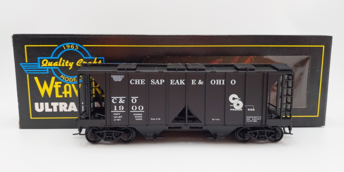 Weaver U19001S O Scale Chesapeake & Ohio AC-2 Covered Hopper #1900 (2-Rail) EX/Box