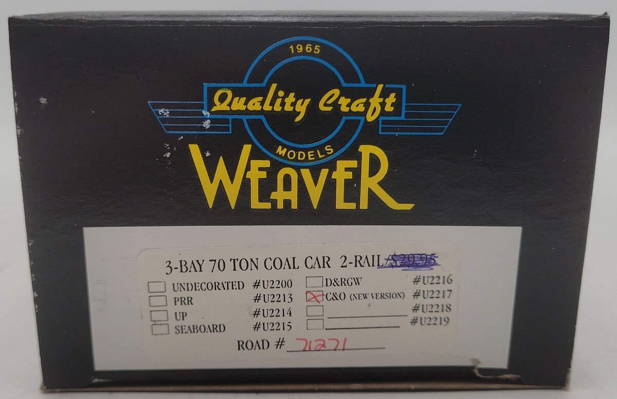 Weaver U2217 O Scale Chesapeake & Ohio Hopper Car #71271 (2-Rail) EX/Box