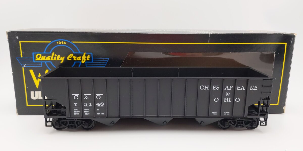 Weaver U2212 O Scale Chesapeake & Ohio 3-Bay Coal Car #75148 (2-Rail) EX/Box