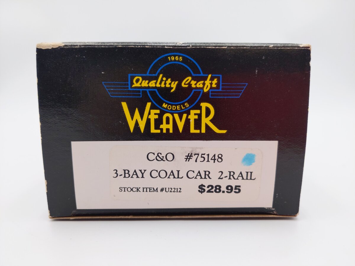 Weaver U2212 O Scale Chesapeake & Ohio 3-Bay Coal Car #75148 (2-Rail) EX/Box