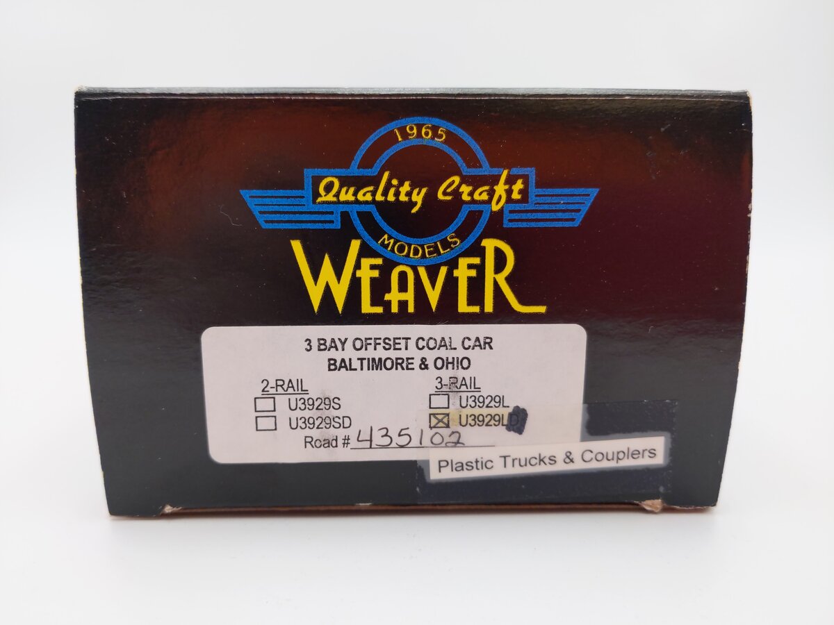 Weaver U3929LD O Scale Baltimore & Ohio 3 Bay Offset Coal Car #435102 (2-Rail) EX/Box