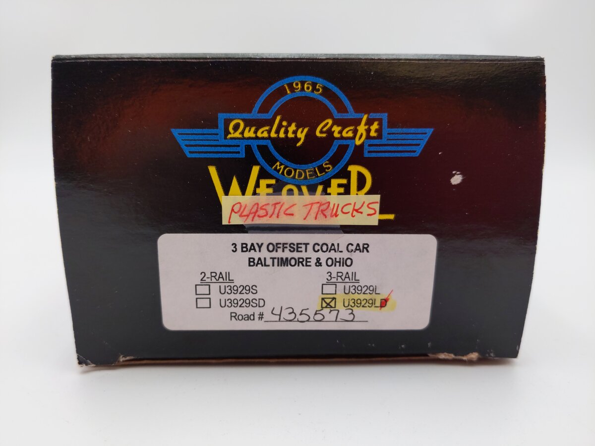 Weaver U3929LD O Scale Baltimore & Ohio 3 Bay Offset Coal Car #435437 (2-Rail) EX/Box