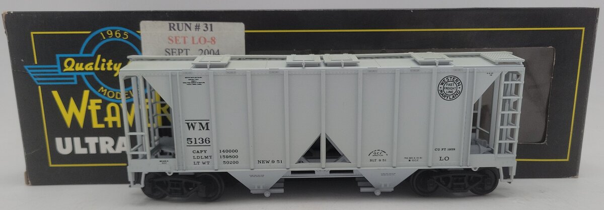 Weaver O Gauge Western Maryland 2-Rail Hopper Car #5136 EX/Box
