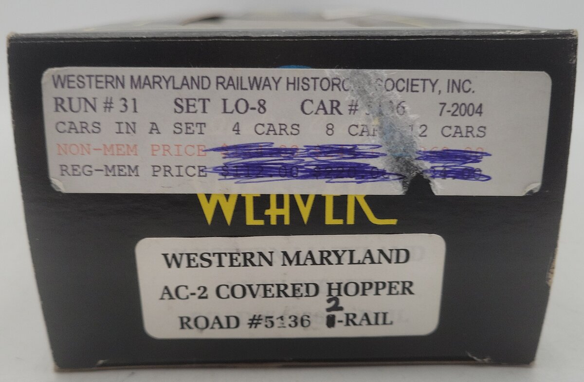 Weaver O Gauge Western Maryland 2-Rail Hopper Car #5136 EX/Box