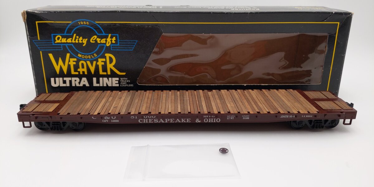Weaver 4050 Custom O Scale Chesapeake & Ohio 50' Flat Car #81060 (2-Rail) EX/Box