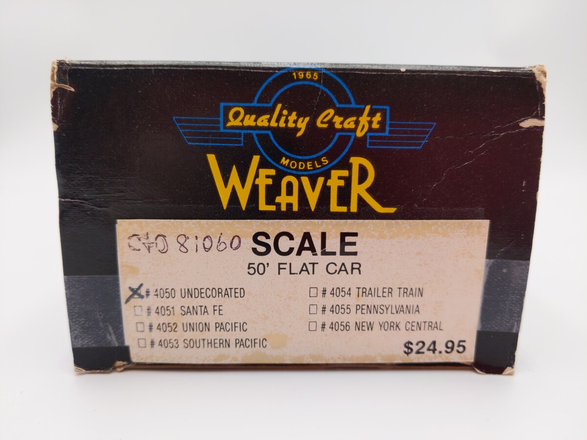 Weaver 4050 Custom O Scale Chesapeake & Ohio 50' Flat Car #81060 (2-Rail) EX/Box
