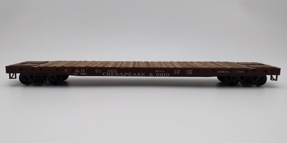 Weaver 4050 Custom O Scale Chesapeake & Ohio 50' Flat Car #81060 (2-Rail) EX/Box