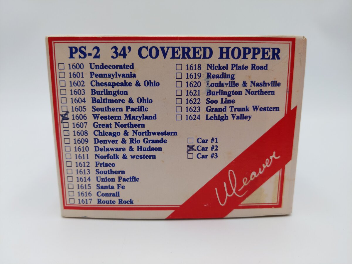 Weaver 1606 O Scale Western Maryland PS-2 34' Covered Hopper #5122 (2-Rail) EX/Box