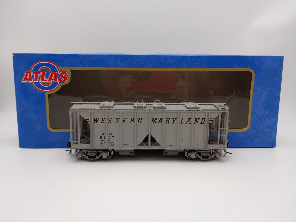 Atlas 9371-3 O Scale Western Maryland 70-Ton Covered Hopper #5137 - 2 Rail EX/Box