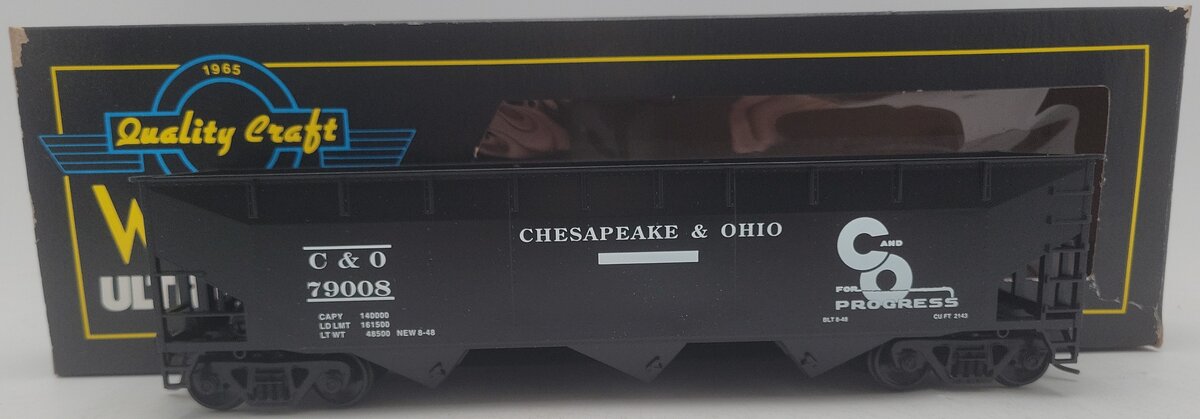 Weaver U3810 O Scale Chesapeake & Ohio Hopper Car #79008 (2-Rail) EX/Box