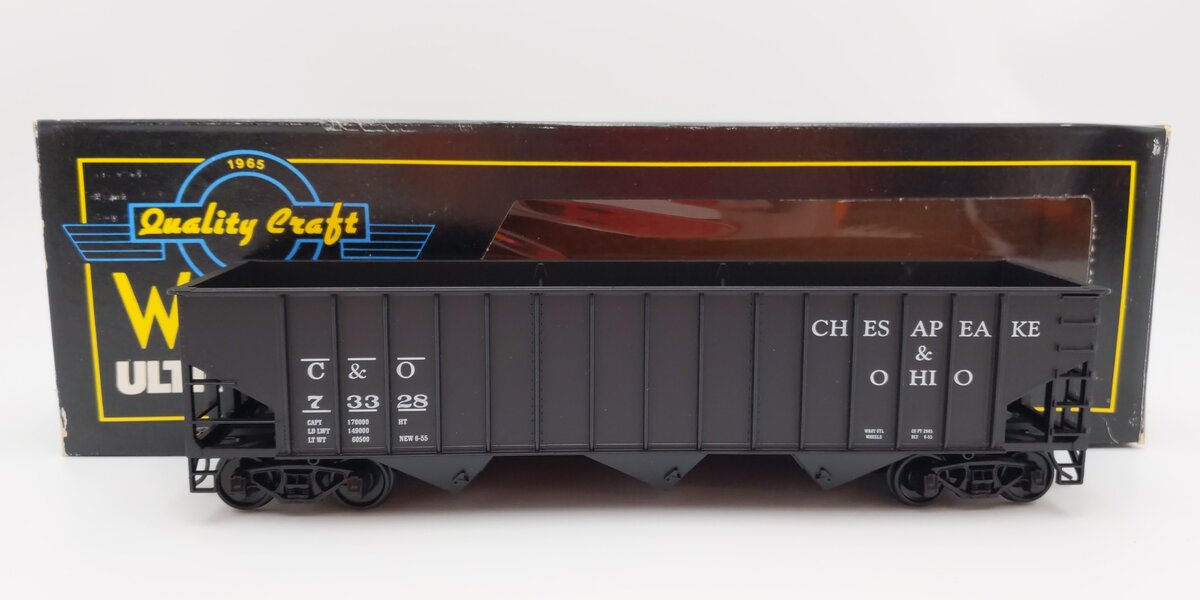Weaver U2212 O Scale Chesapeake & Ohio 3-Bay Coal Car #73328 (2-Rail) EX/Box