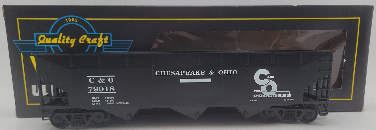 Weaver U3810 O Scale Chesapeake & Ohio Hopper Car #79018 (2-Rail) EX/Box