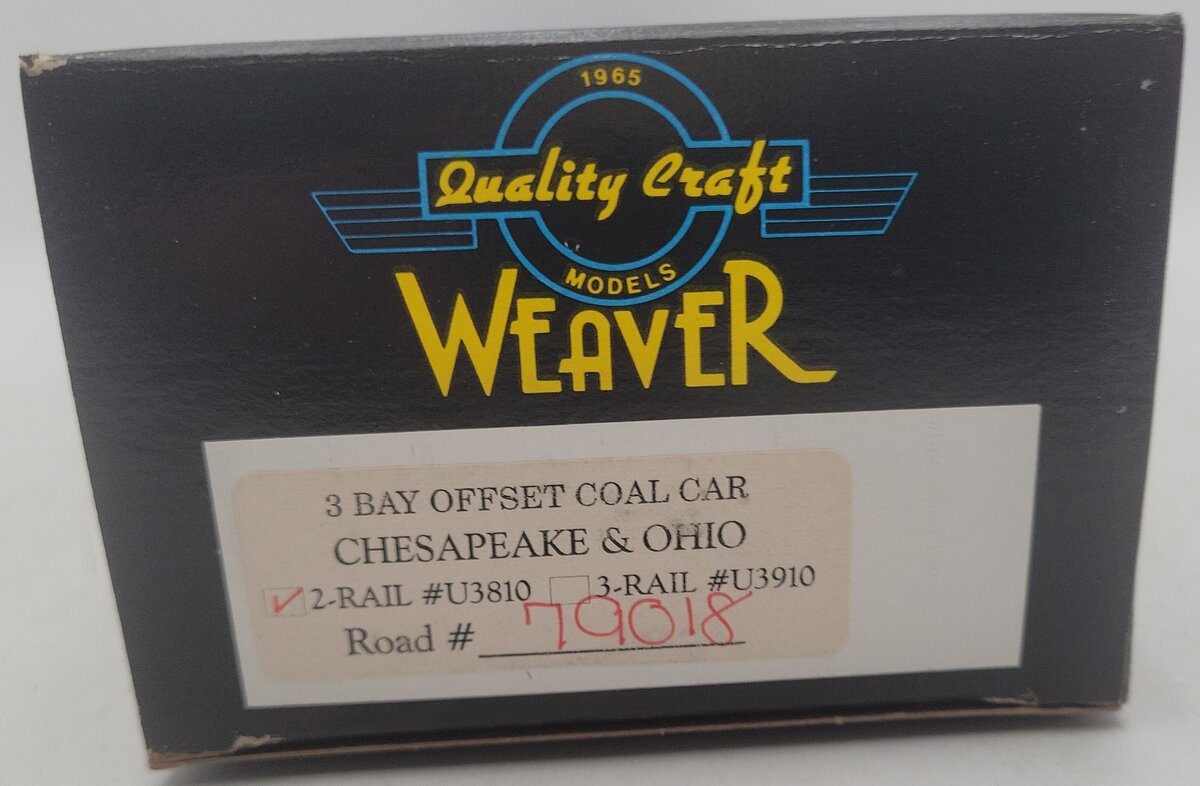 Weaver U3810 O Scale Chesapeake & Ohio Hopper Car #79018 (2-Rail) EX/Box