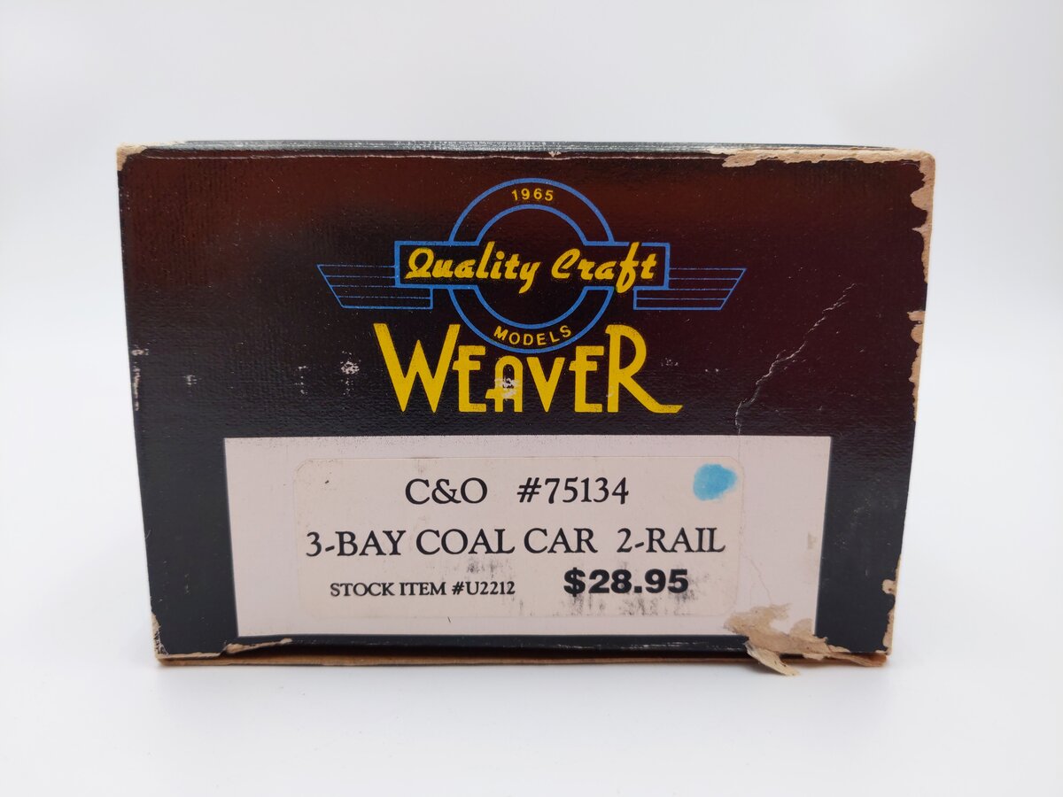 Weaver U2212 O Scale Chesapeake & Ohio 3-Bay Coal Car #75134 (2-Rail) EX/Box