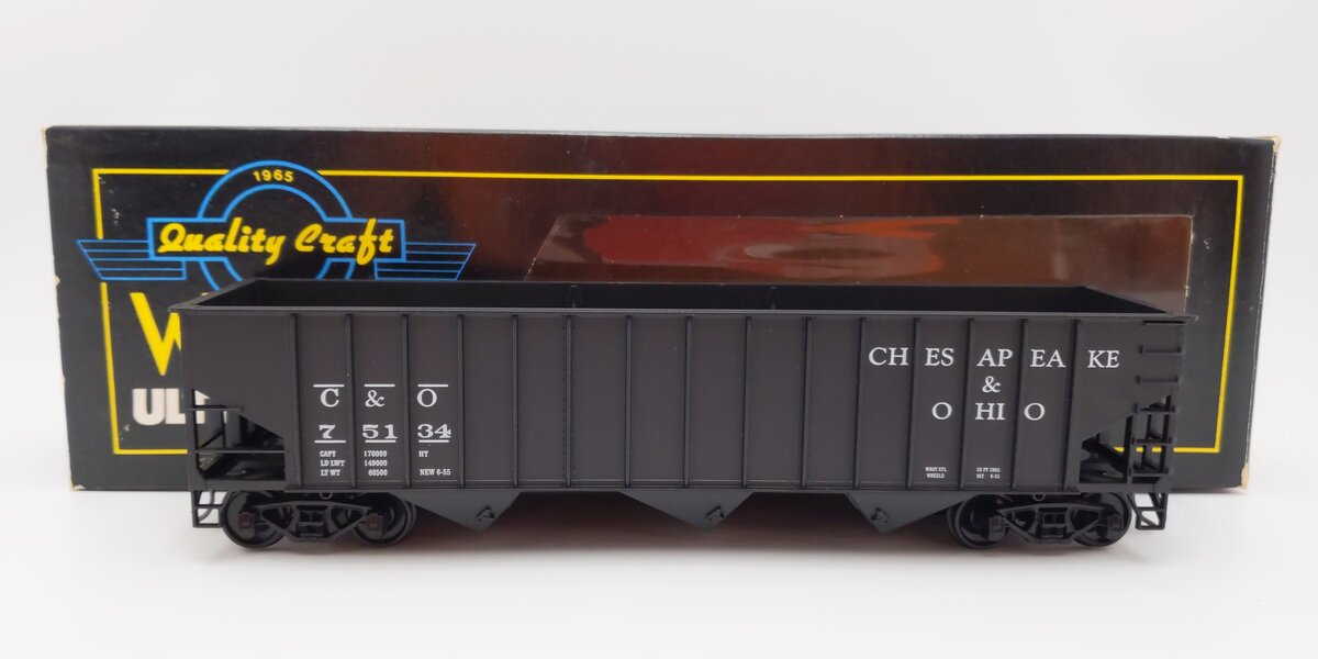 Weaver U2212 O Scale Chesapeake & Ohio 3-Bay Coal Car #75134 (2-Rail) EX/Box