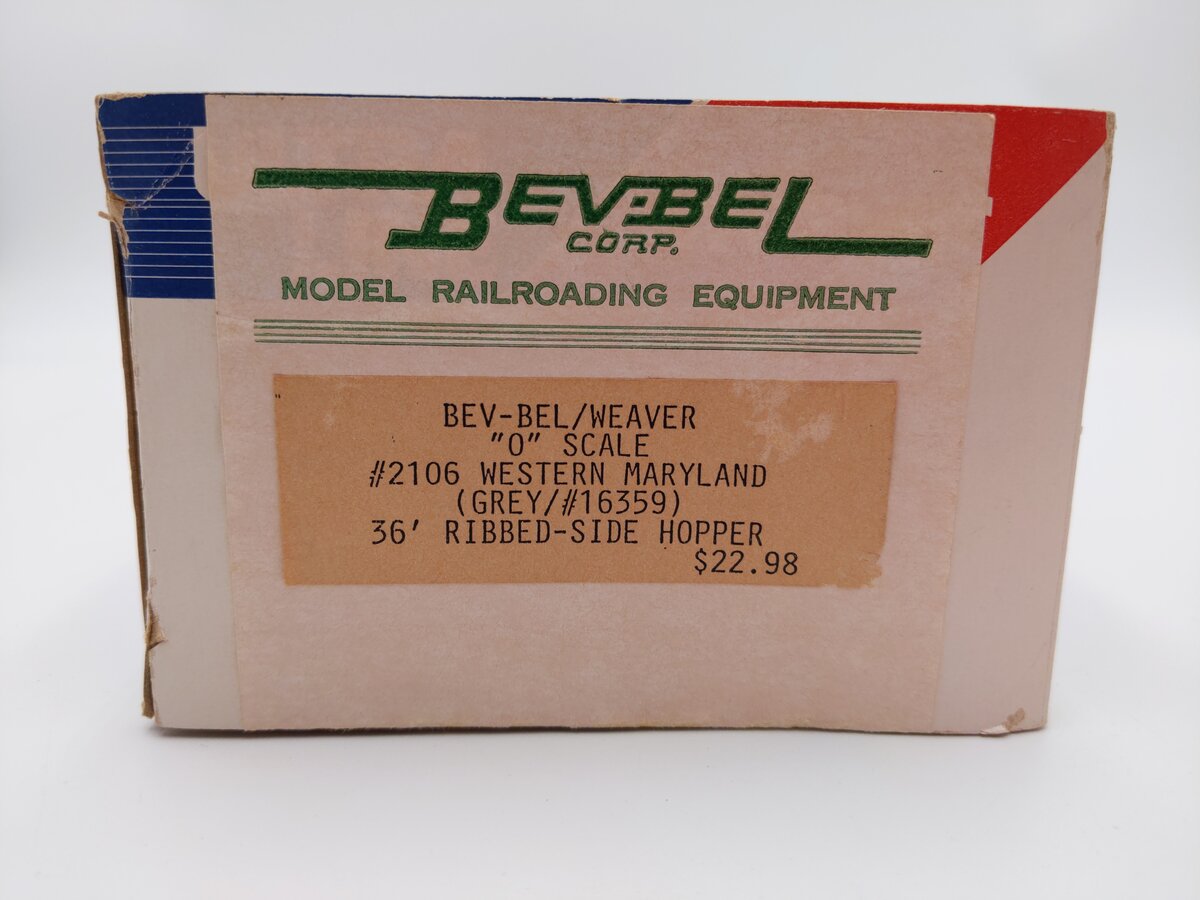 Weaver 2106 O Scale Western Maryland 36' Ribbed-Side Hopper #16359 (2-Rail) EX/Box