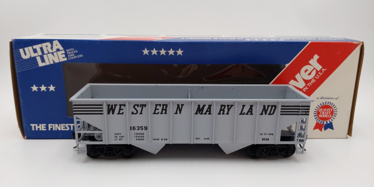 Weaver 2106 O Scale Western Maryland 36' Ribbed-Side Hopper #16359 (2-Rail) EX/Box