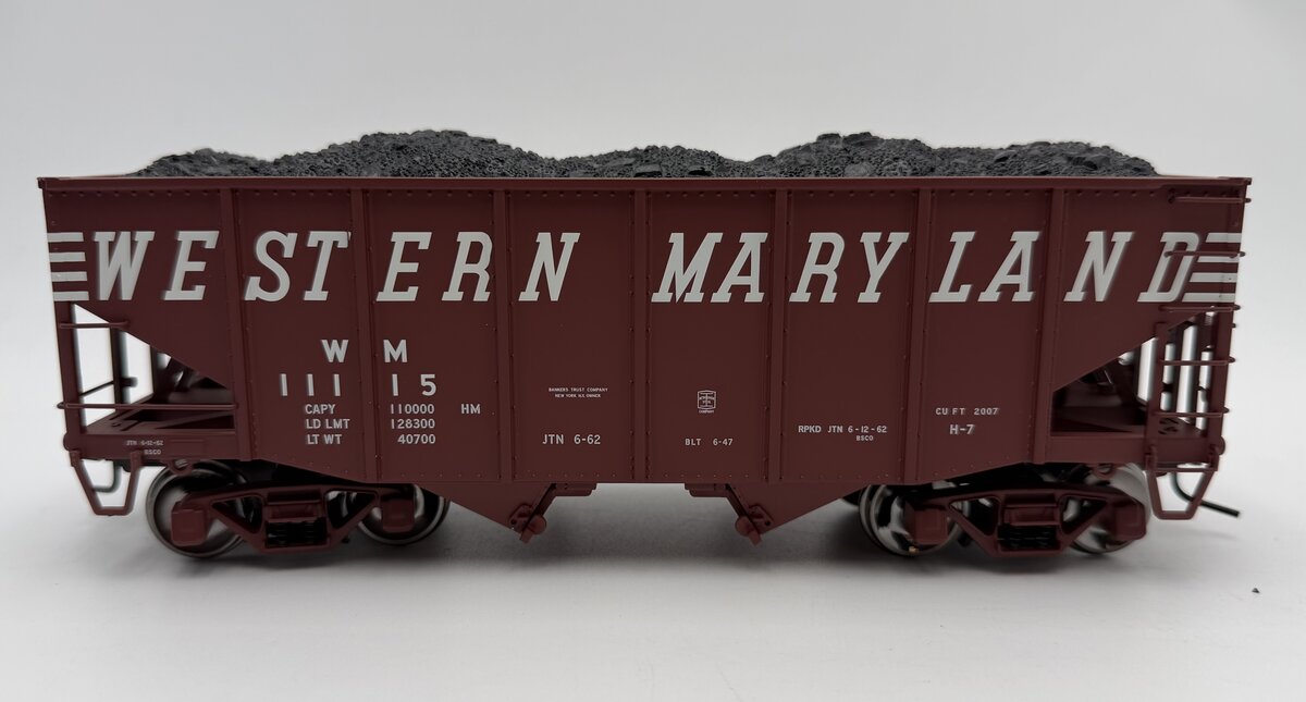 Atlas 7757-6 O Western Maryland 55 Ton Fishbelly Hopper Car #1115 (2 Rail) LN/Box