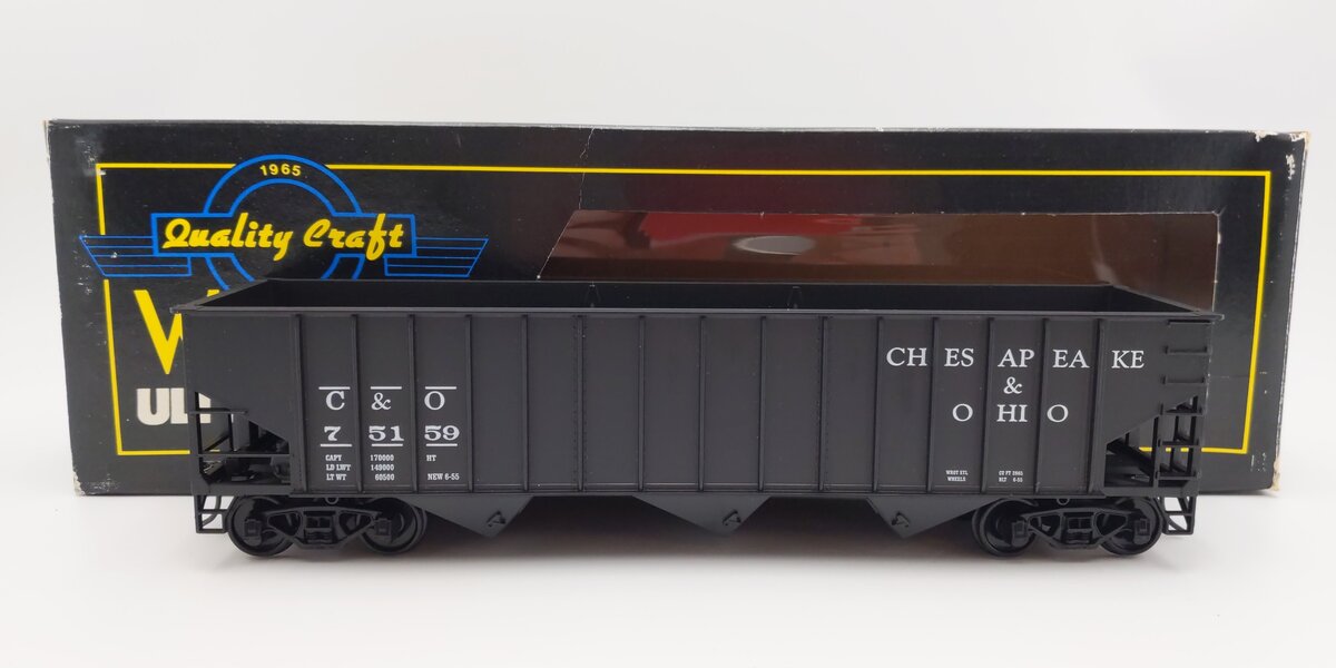 Weaver U2212 O Scale Chesapeake & Ohio 3-Bay Coal Car #75159 (2-Rail) LN/Box