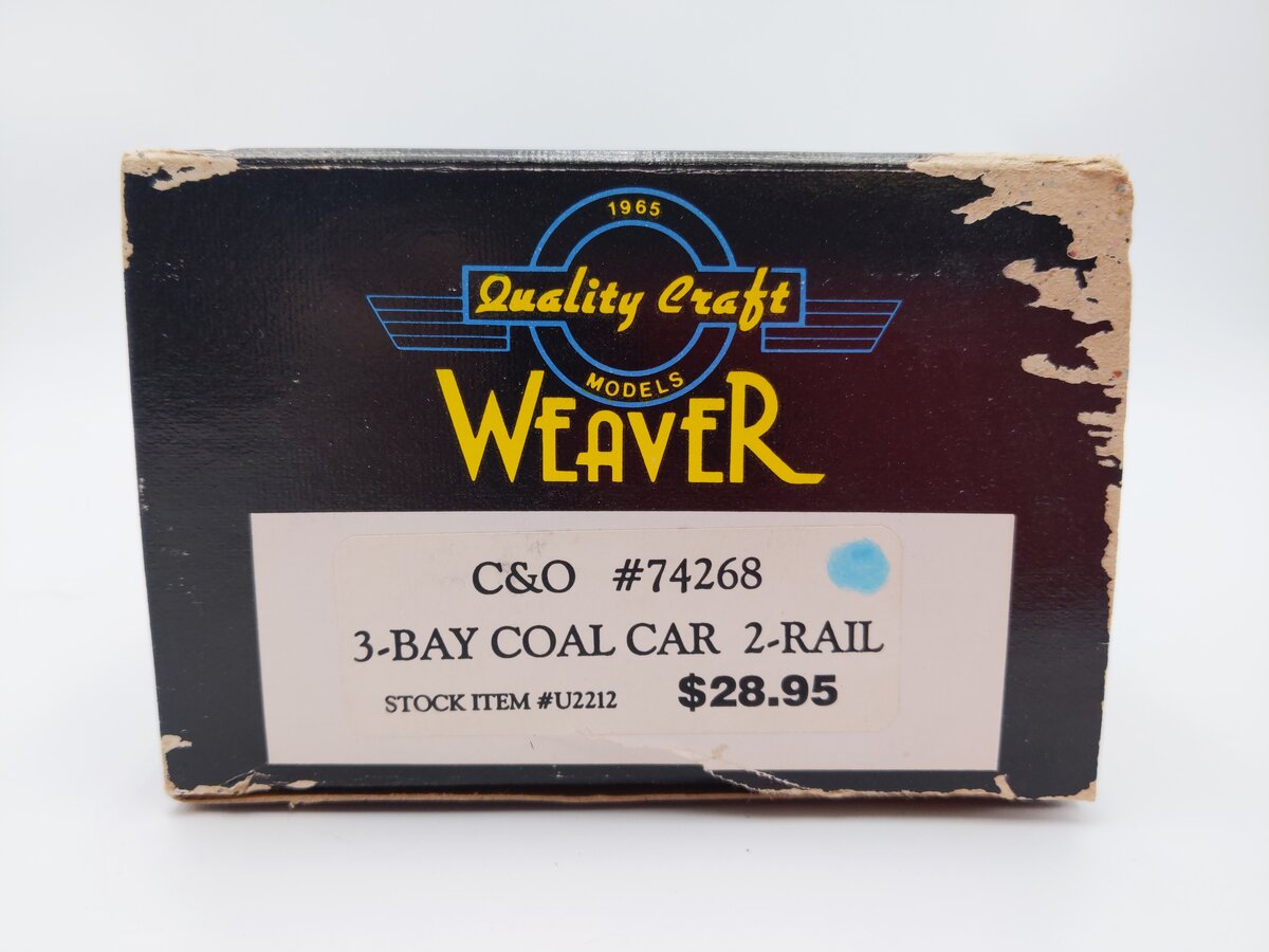 Weaver U2212 O Scale Chesapeake & Ohio 3-Bay Coal Car #74268 (2-Rail) LN/Box