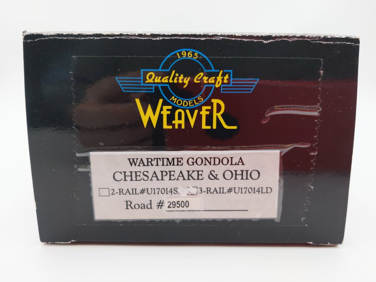 Weaver U17014LD O Scale Chesapeake & Ohio Wartime Gondola #29855 (2-Rail) LN/Box