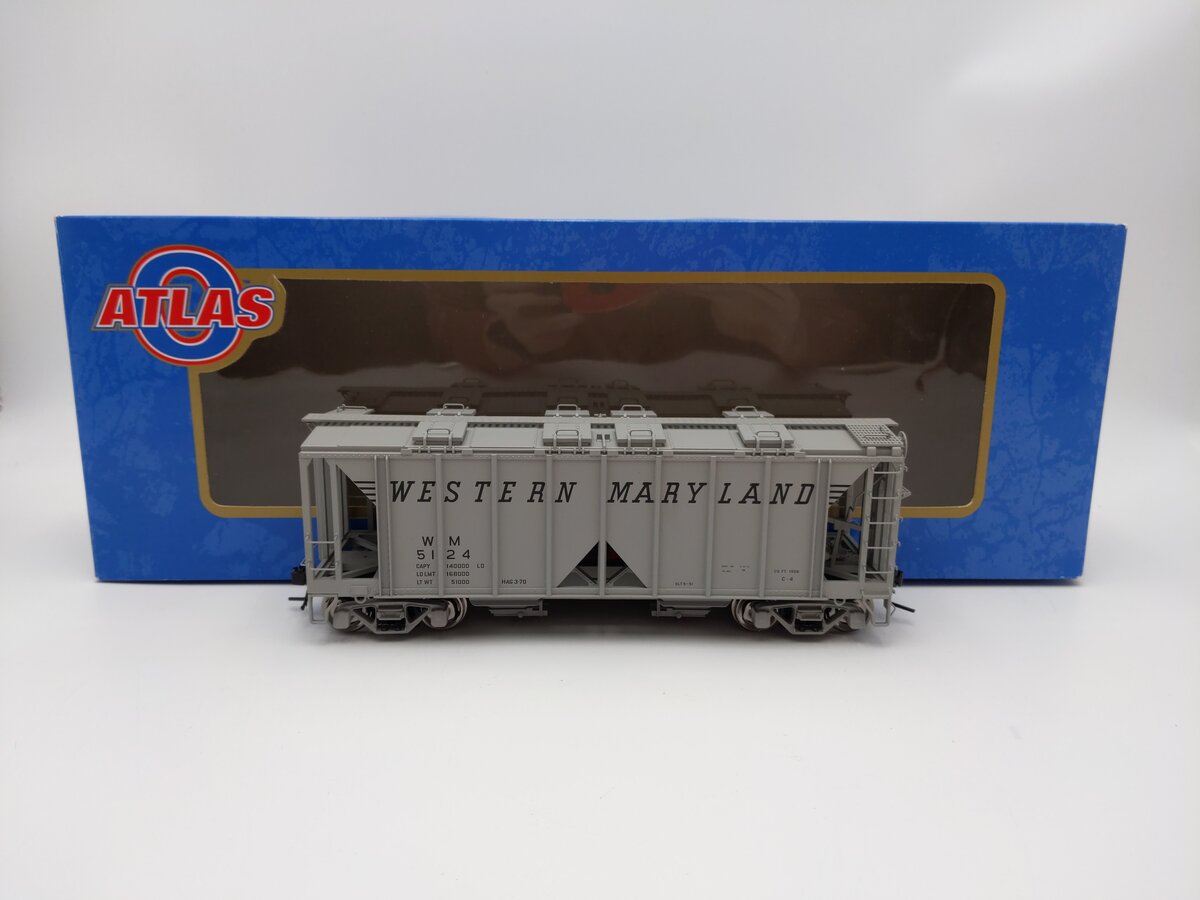 Atlas 9371-2 O Scale Western Maryland 70-Ton Covered Hopper #5124 - 2 Rail EX/Box