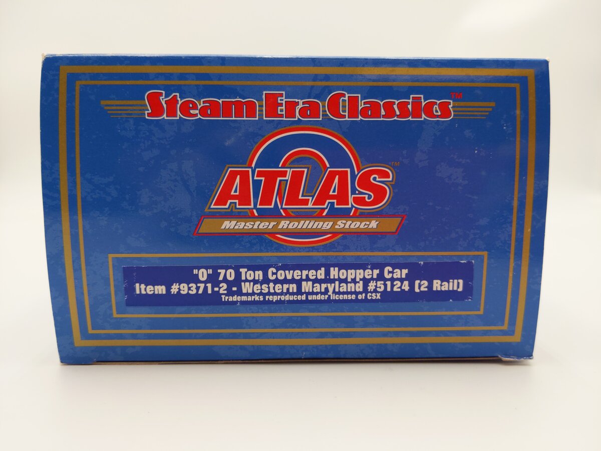 Atlas 9371-2 O Scale Western Maryland 70-Ton Covered Hopper #5124 - 2 Rail EX/Box